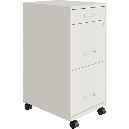 Nusparc 3-Drawer Mobile Vertical File Cabinet, 14.2" x 18" x 29.5", White NPRVF318BMWE